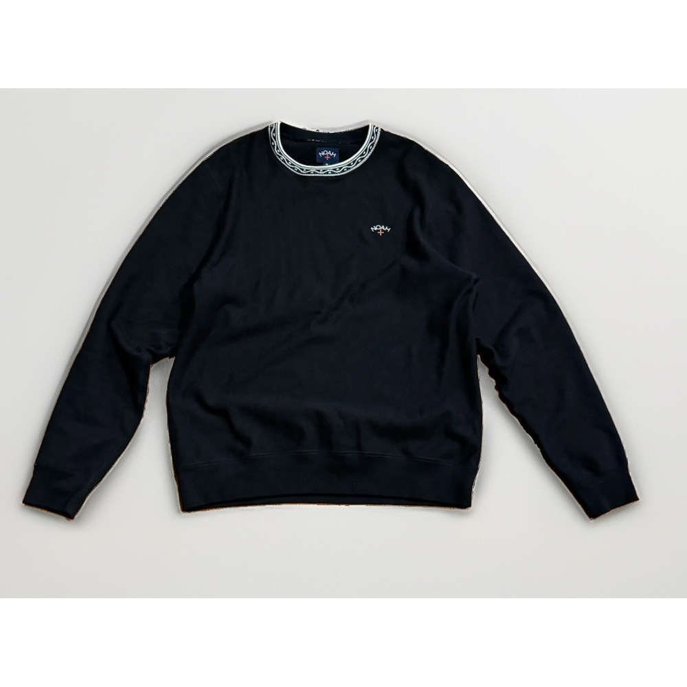 Noah NYC Jacquard Polka Dot Collar Crewneck Sweatshirt M Sweater Black